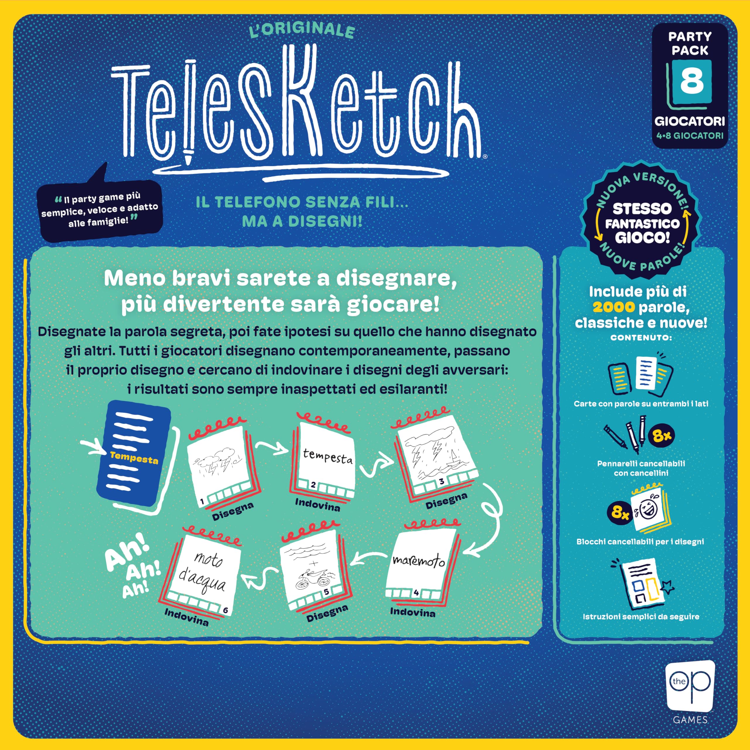 Asmodee Telesketch Nuova Versione gioco da tavolo disegno 4-8 giocatori