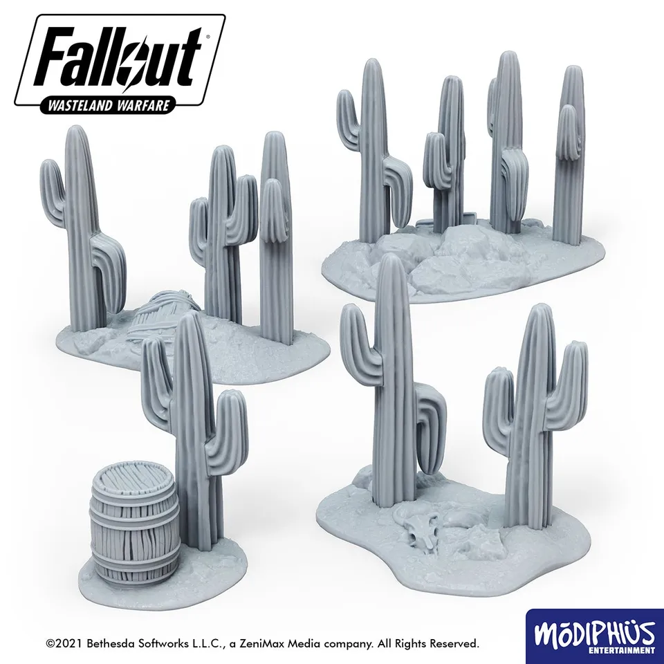 Fallout Wasteland Warfare Cacti Stands file STL stampa 3D resina