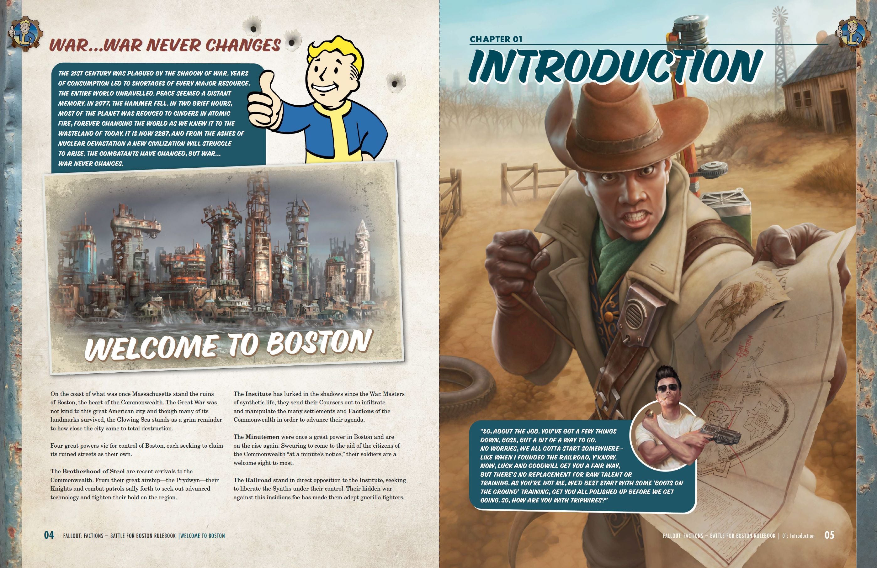 Modiphius Fallout: Factions Battle for Boston regolamento PDF 106 pagine