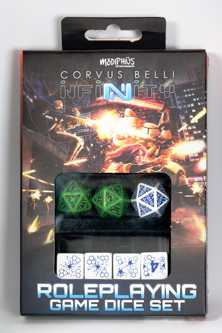 Infinity Factions set dadi RPG 7 pezzi scatola fazione