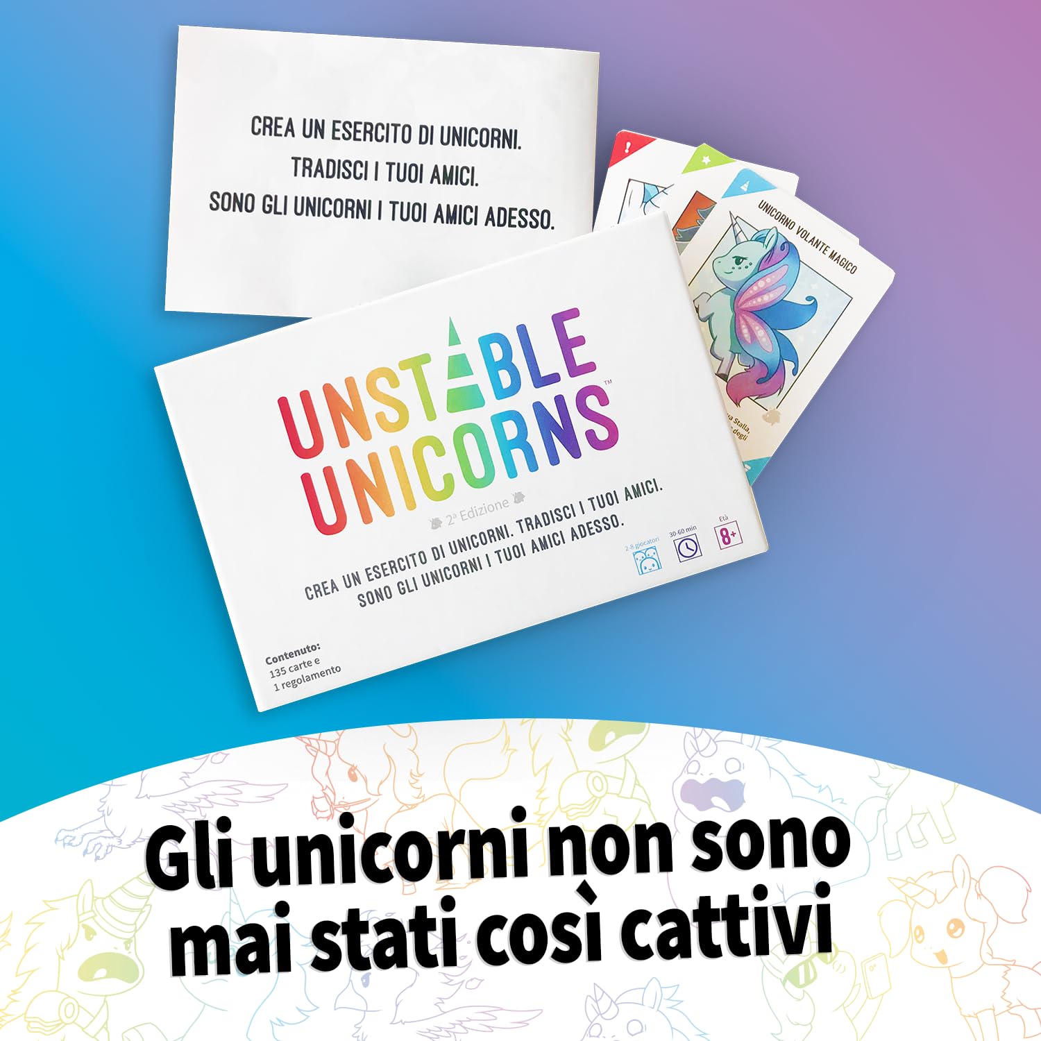Asmodee Unstable Unicorns gioco base carte 2-8 giocatori