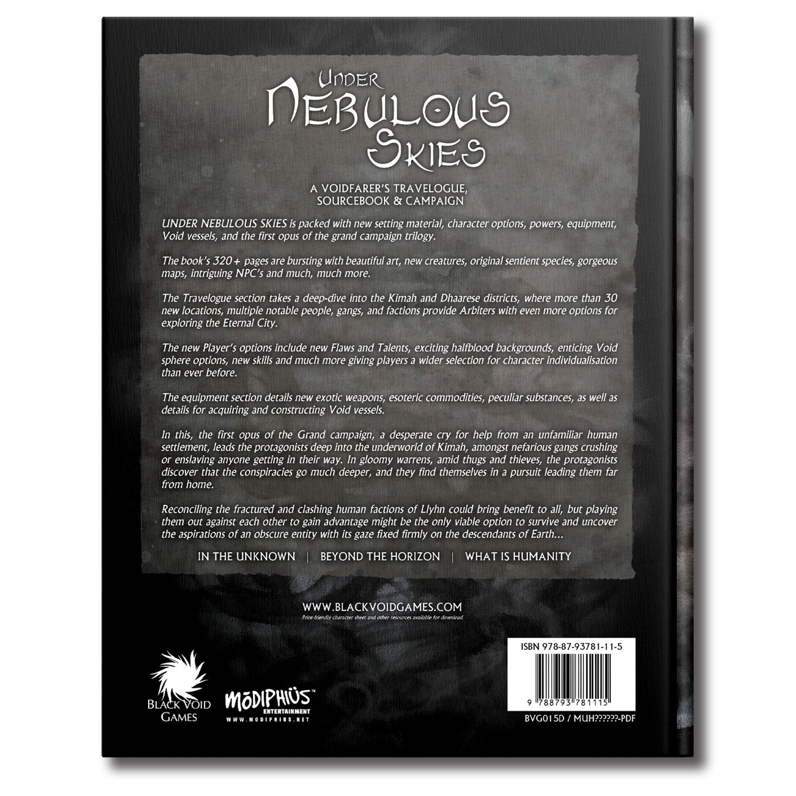 Modiphius Black Void Under Nebulous Skies manuale GDR 320 pagine