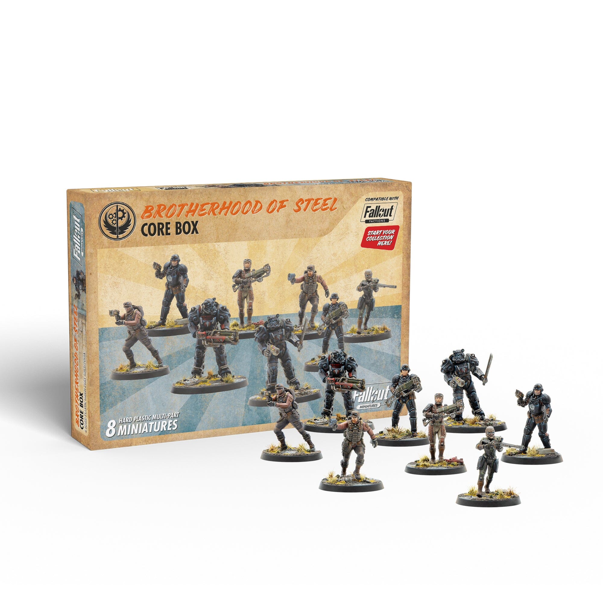 Modiphius Fallout Factions Brotherhood of Steel Core Box miniature plastica