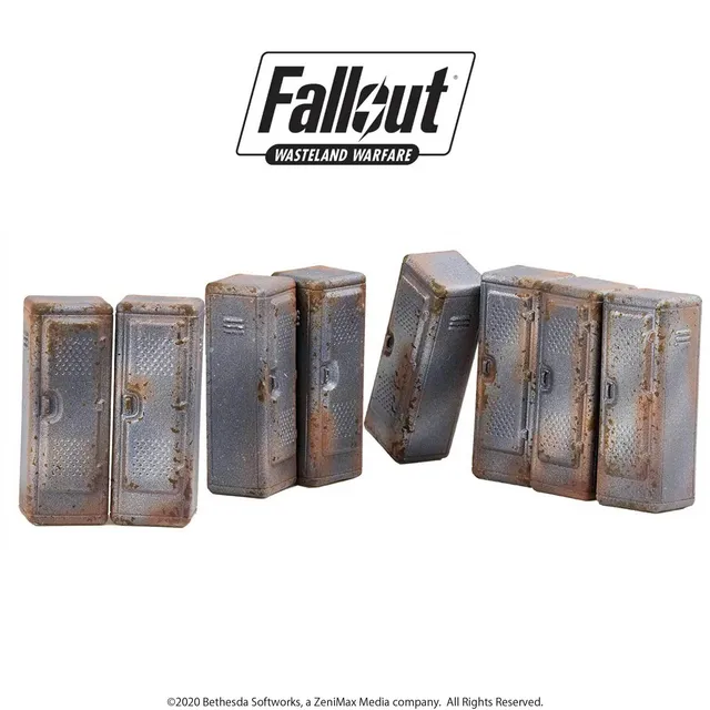 Modiphius Fallout Wasteland Warfare Vault Tec Lockers scenici 8 pz
