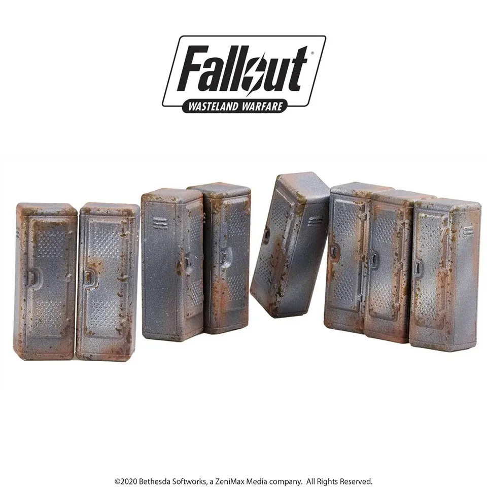 Modiphius Fallout Wasteland Warfare Vault Tec Lockers scenici 8 pz