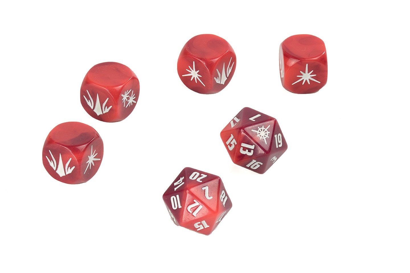 Modiphius John Carter Zodanga Dice Set dadi rossi 2d20+4d6