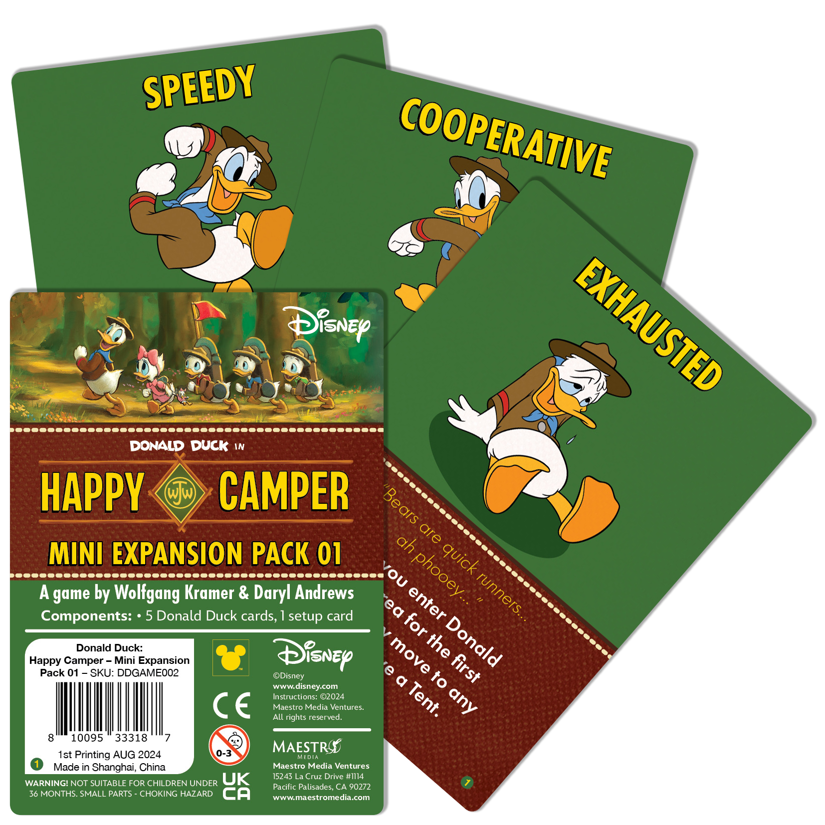 Maestro Media Happy Camper Donald Duck Carte Promo 5 Pezzi
