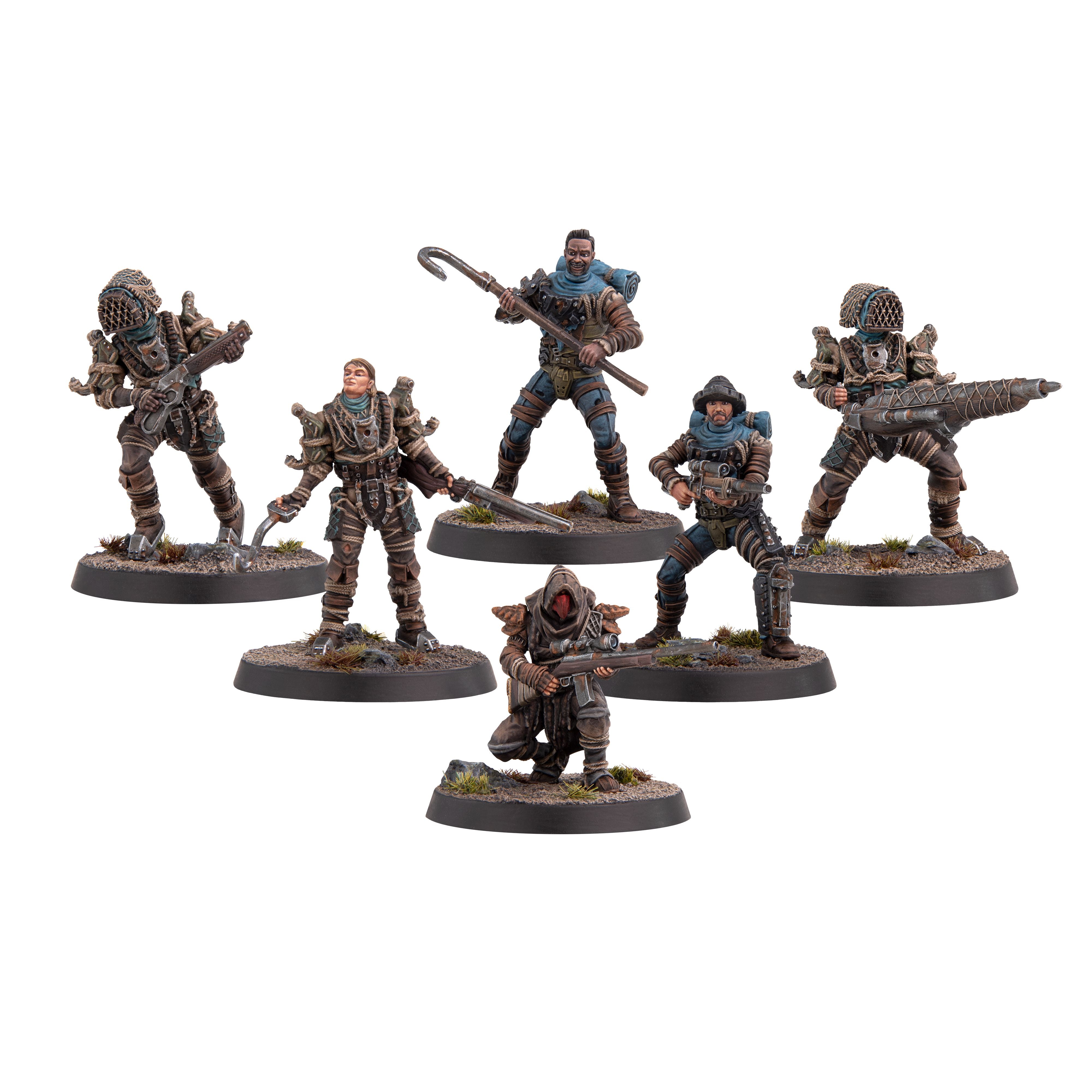 Modiphius Fallout Raiders Trappers miniature 32mm set 6 pezzi