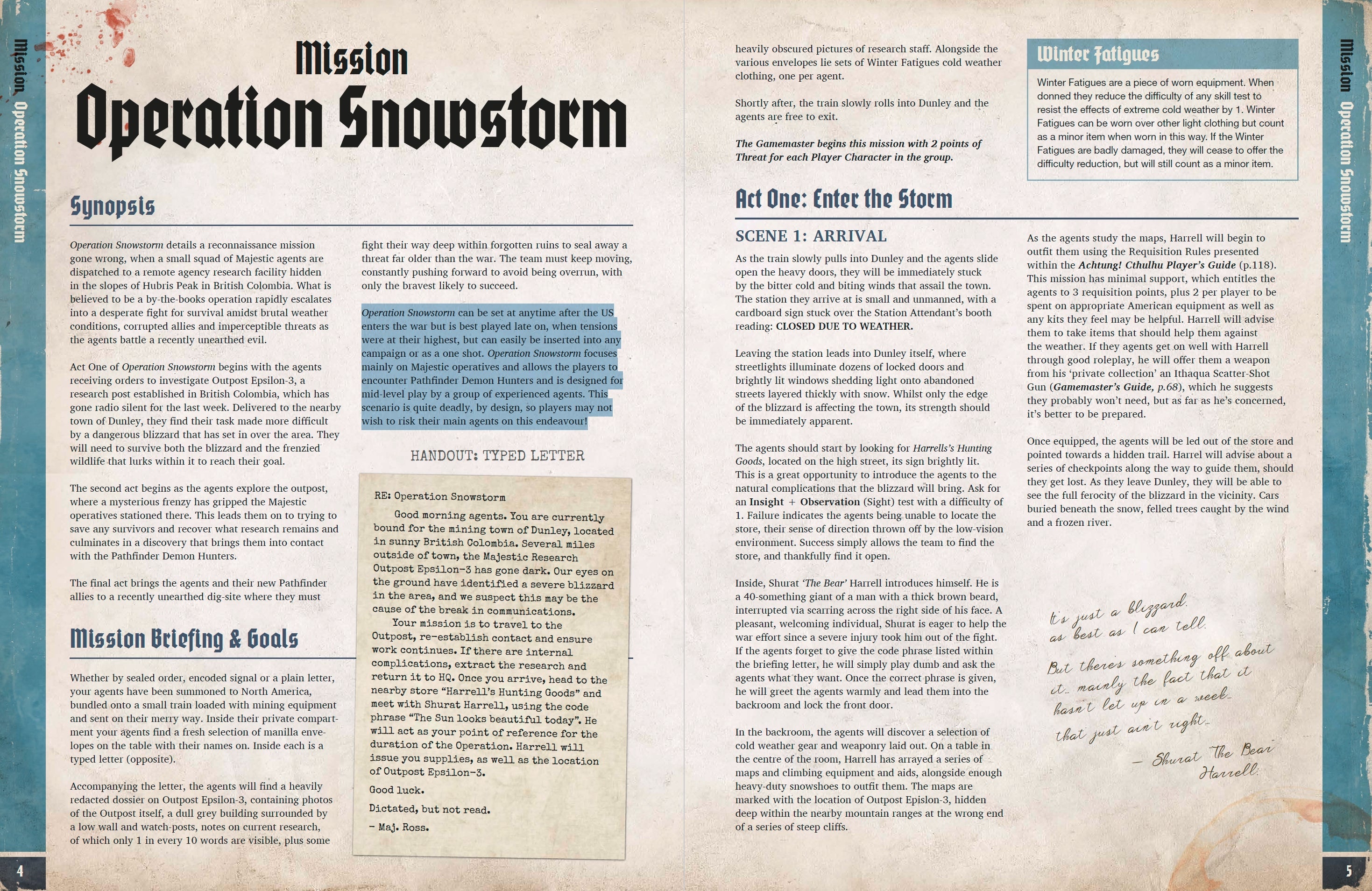 Modiphius Achtung Cthulhu 2d20 Operation Snowstorm missione PDF