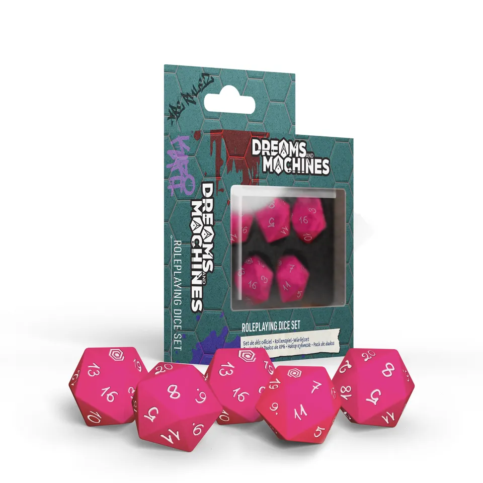 Modiphius Dreams and Machines Dice Set 5 d20 rosa