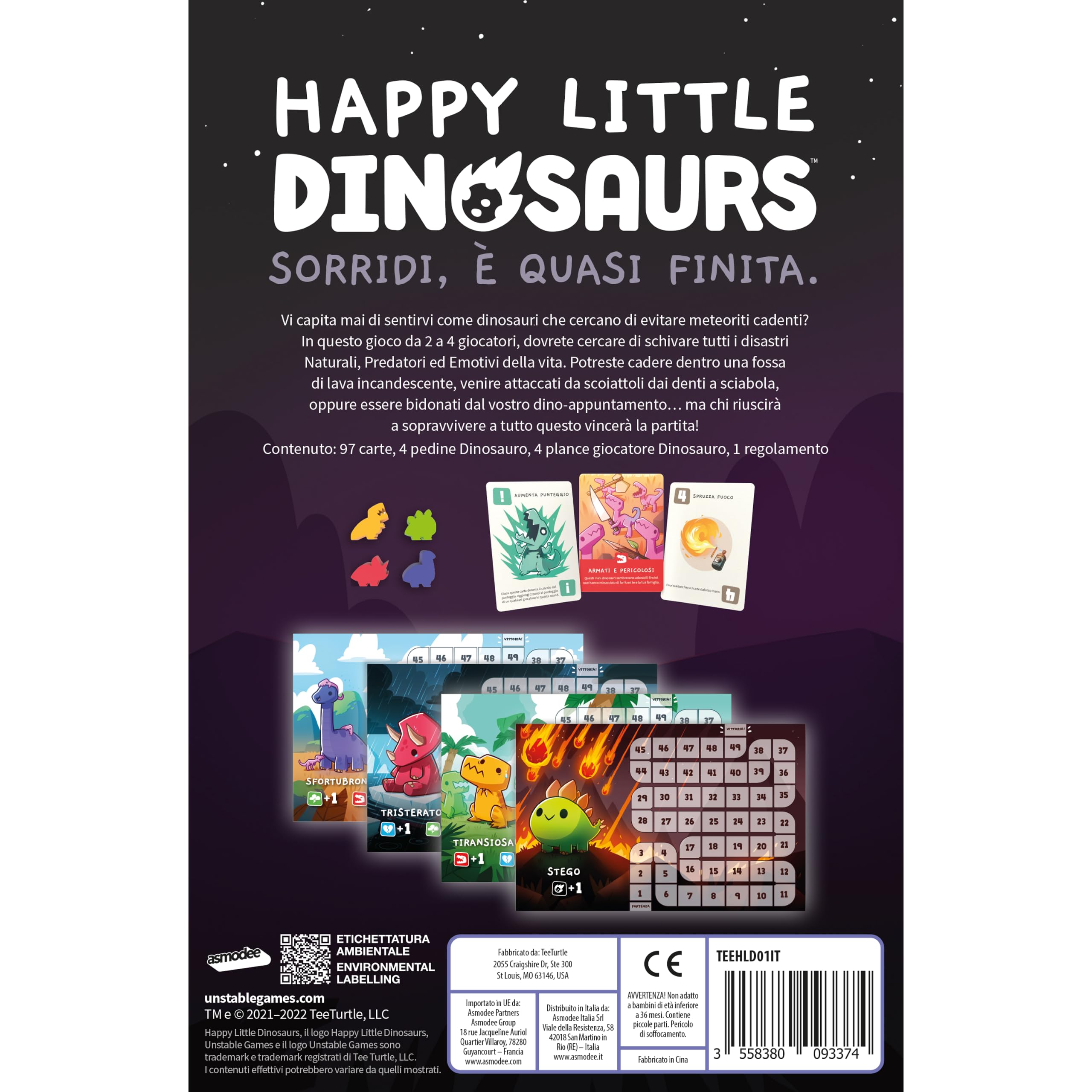Asmodee Happy Little Dinosaurs Carte Gioco Base 2-4 giocatori