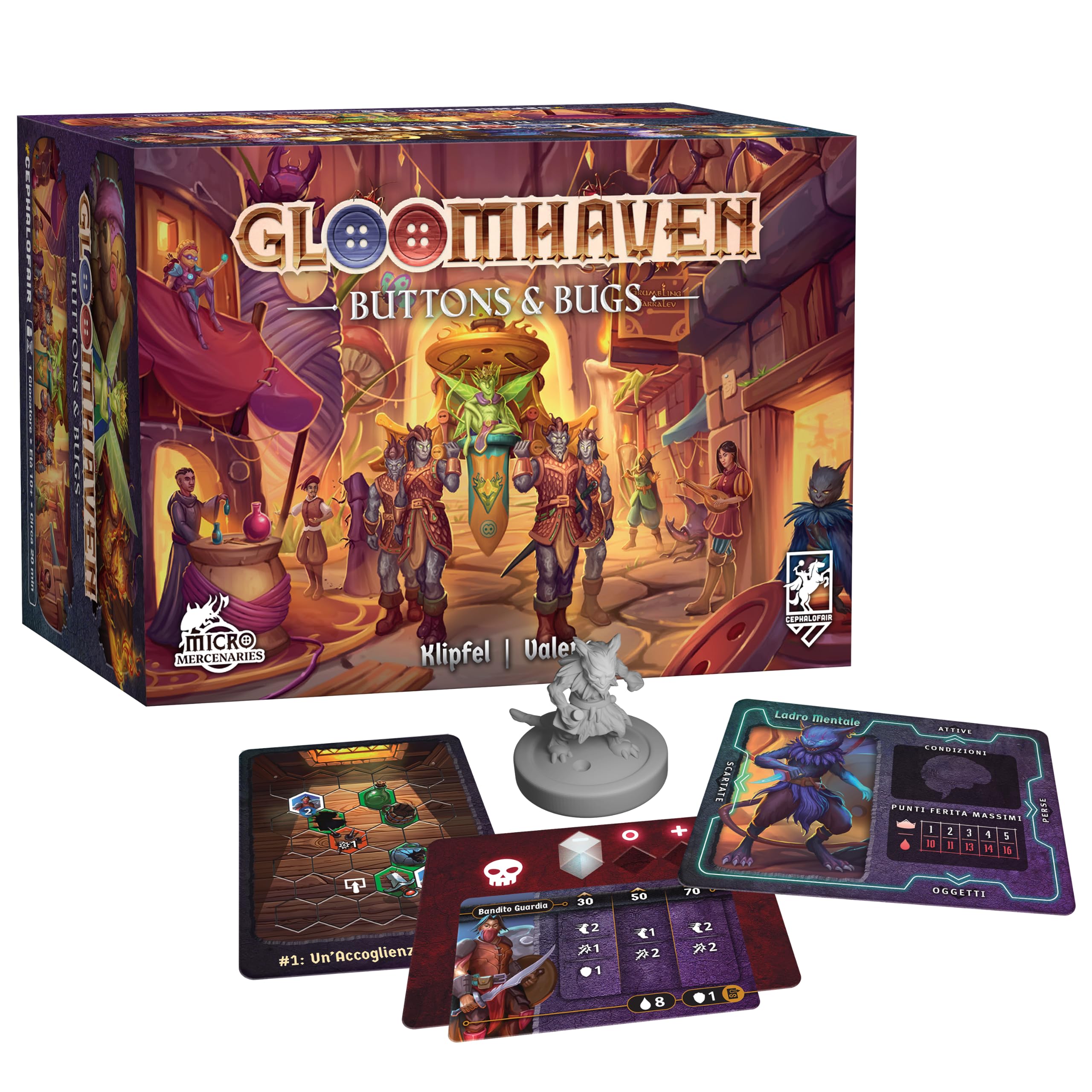 Asmodee Gloomhaven Buttons & Bugs gioco da tavolo solitario 20 scenari