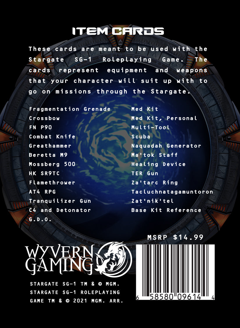 Modiphius Stargate SG-1 Item Cards carte oggetto mazzo poker