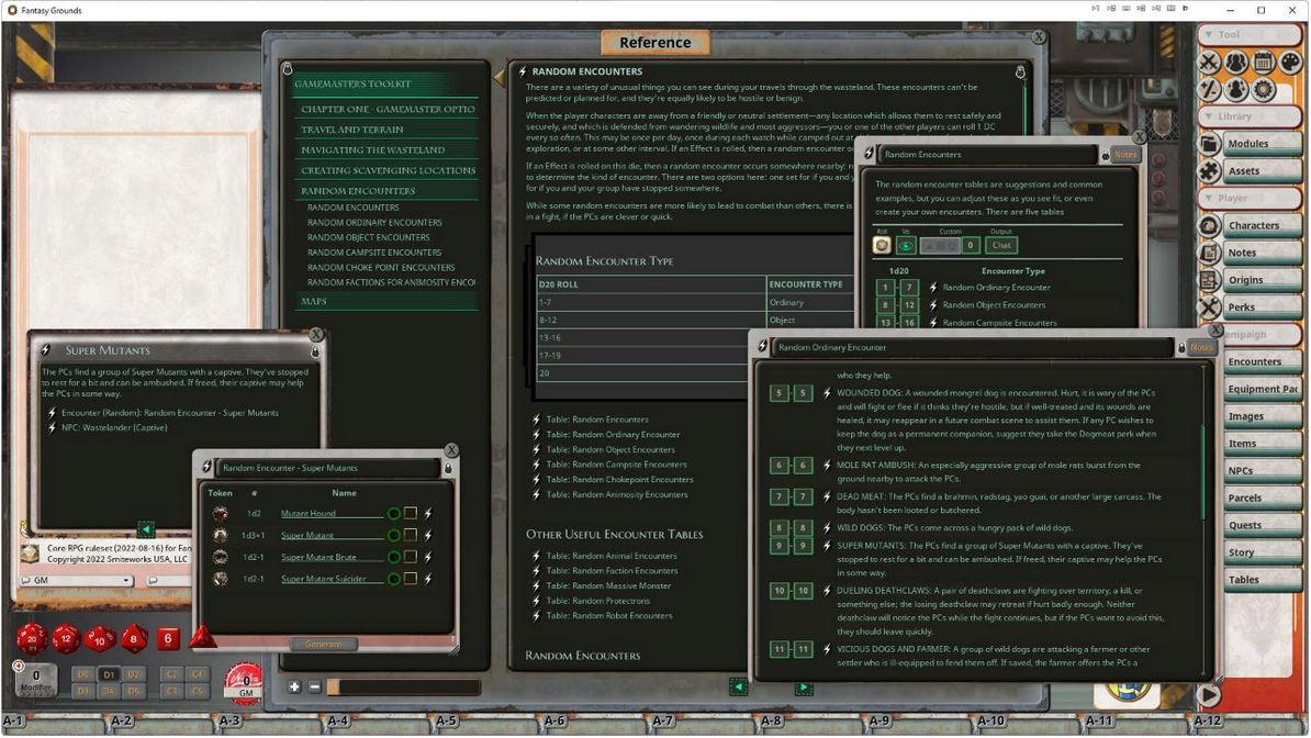 Modiphius Fallout 2d20 GM's Toolkit modulo Fantasy Grounds