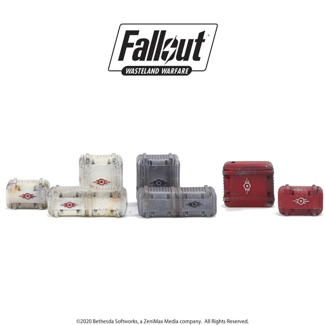 Fallout Wasteland Warfare Vault-Tec Supplies Scenici Resina 7pz