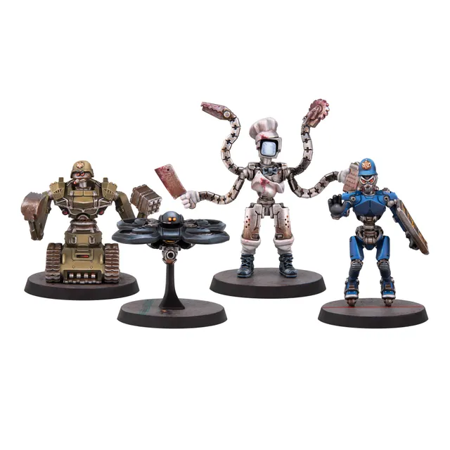 Modiphius Paranoia Utility Bots miniature resina 32mm 4 pezzi