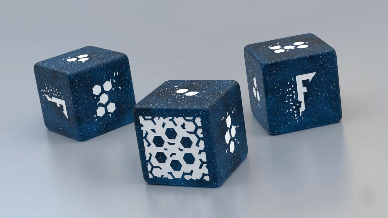 Modiphius Fragged Empire Set 3 Dadi D6 Star Blue
