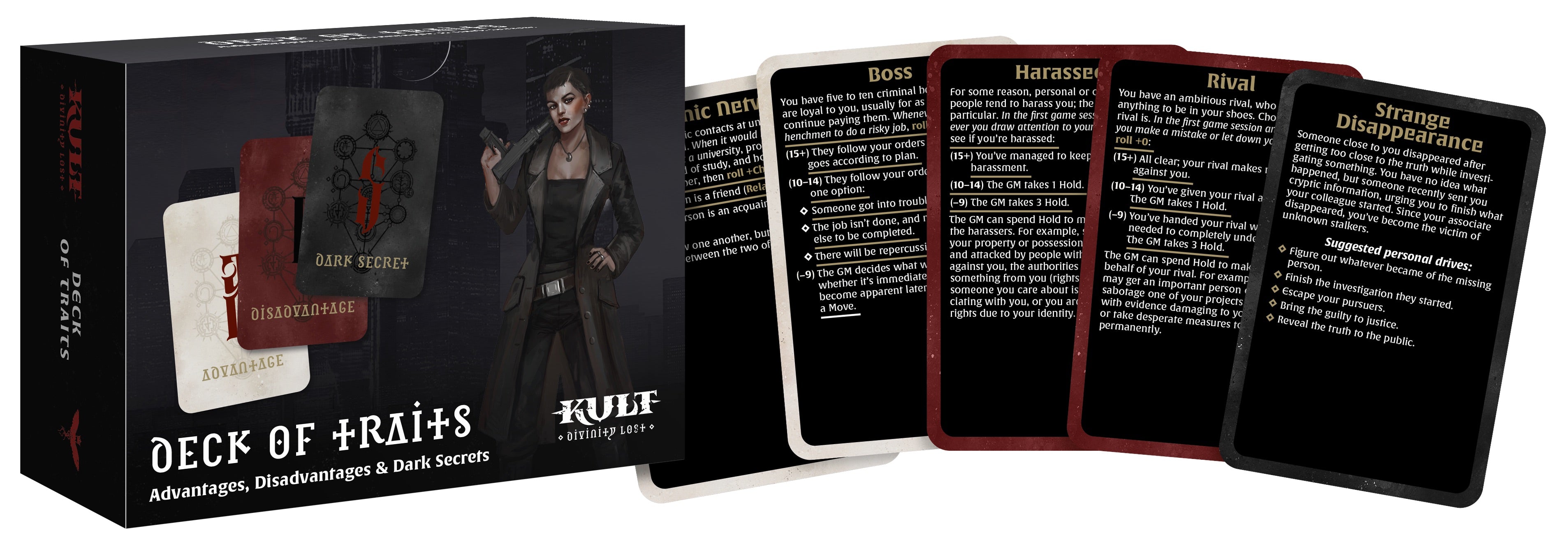 Modiphius KULT Deck of Traits mazzo 210 carte vantaggi