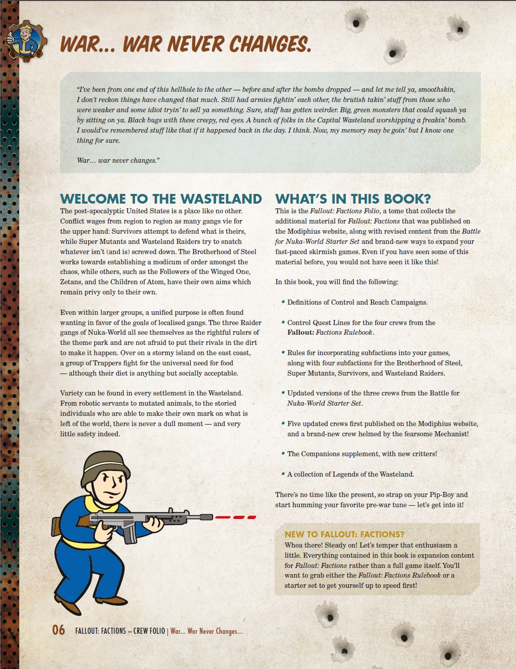 Modiphius Fallout Factions Crew Folio manuale PDF espansione