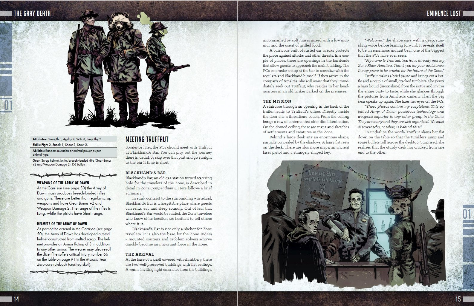 Mutant Year Zero The Gray Death Campagna Gioco di Ruolo Hardback