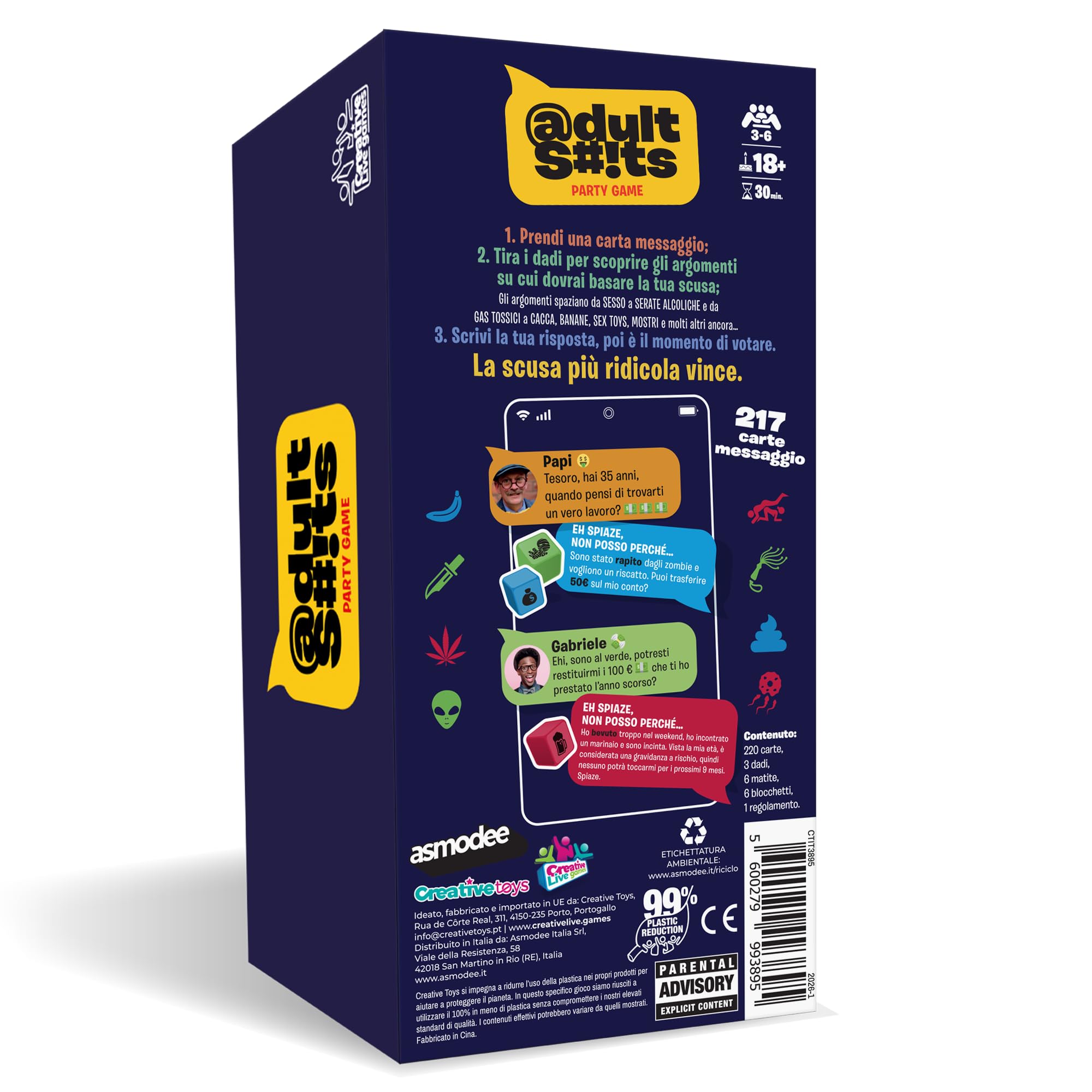 Asmodee Adult Shits carte party game edizione italiana 18+ 3-6 giocatori