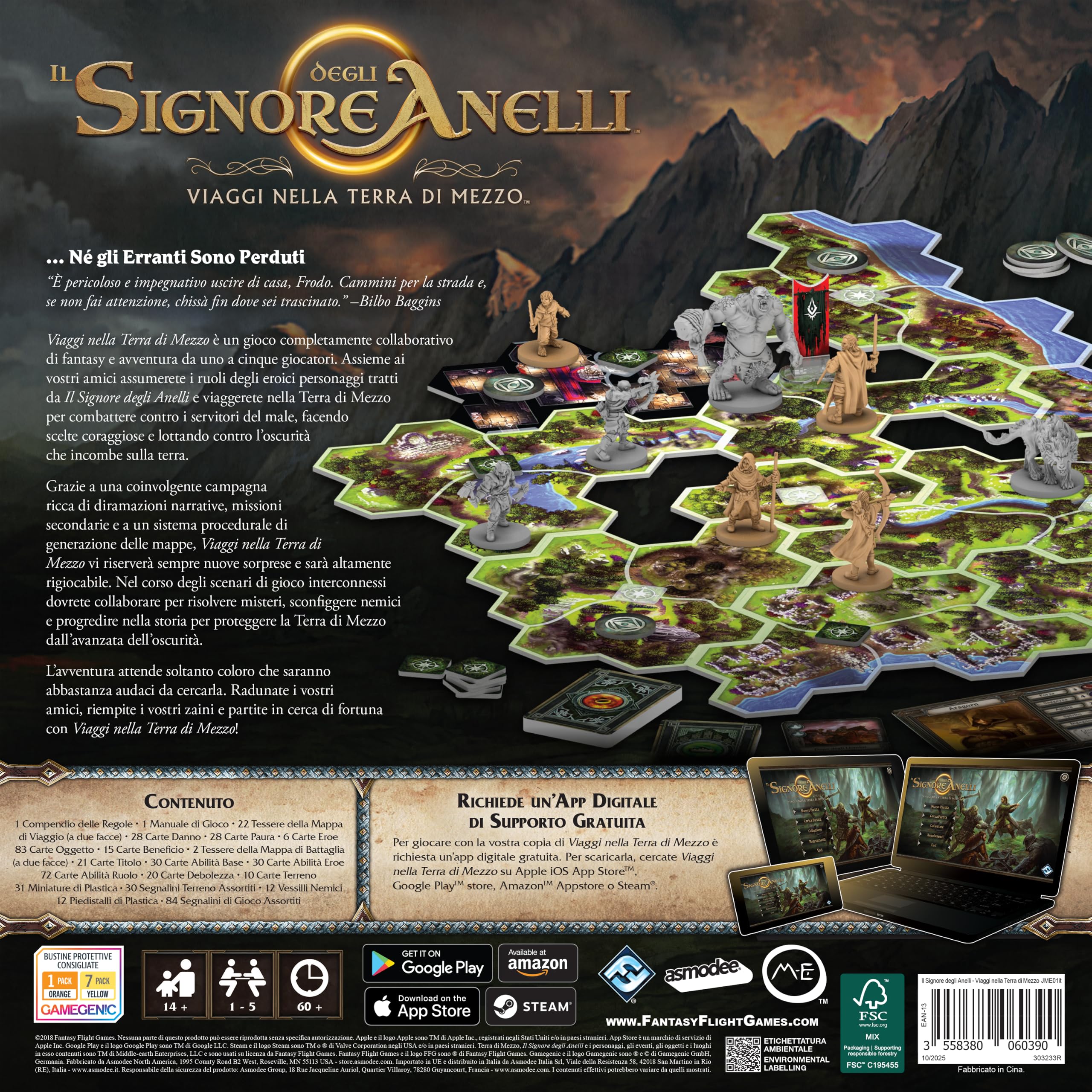 Asmodee Viaggi nella Terra di Mezzo gioco da tavolo cooperativo con app
