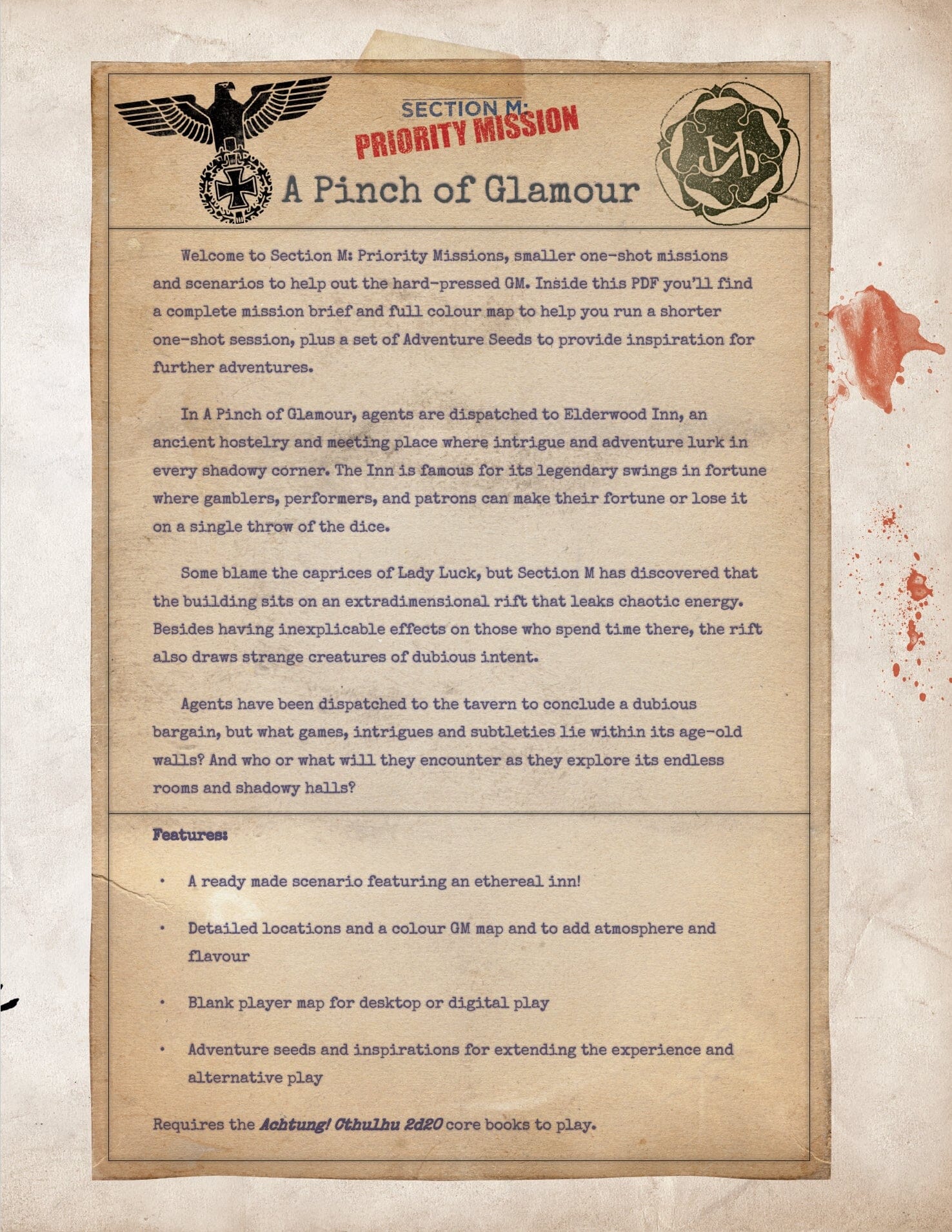 Achtung Cthulhu 2d20 Priority Mission 4 A Pinch of Glamour PDF