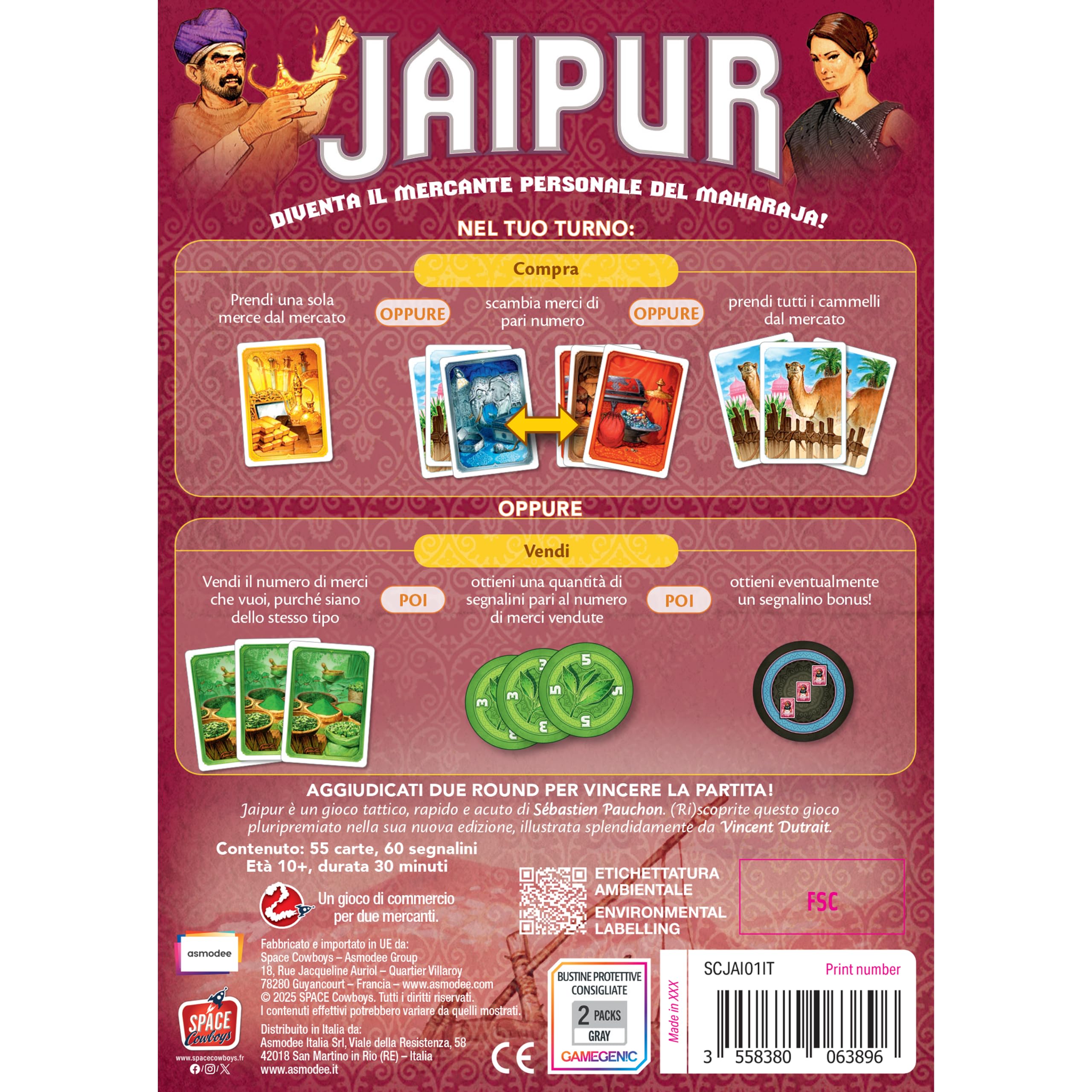Asmodee Jaipur gioco tavolo strategia 2 giocatori edizione italiana