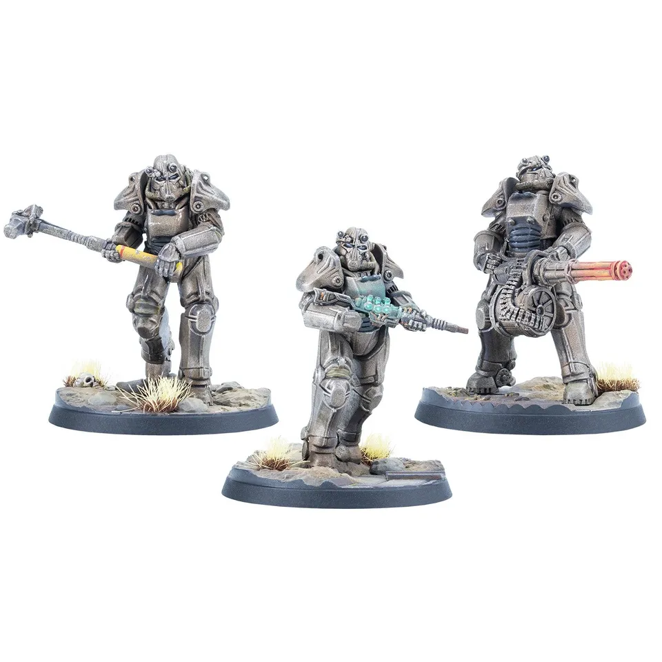 Modiphius Fallout Wasteland Warfare T-45 Power Armour miniature 3 pezzi