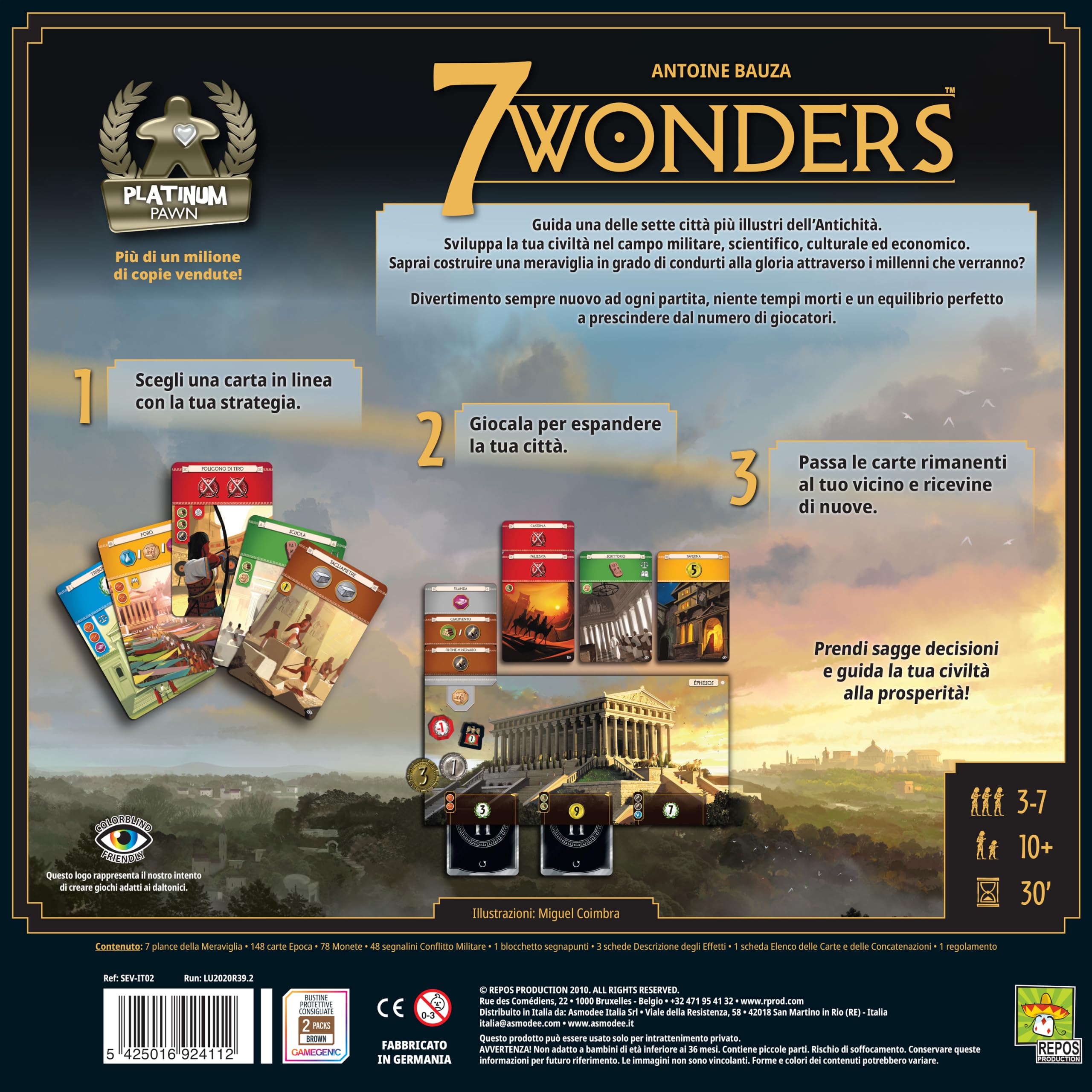 Asmodee 7 Wonders Gioco Base gioco tavolo strategia 3-7 giocatori