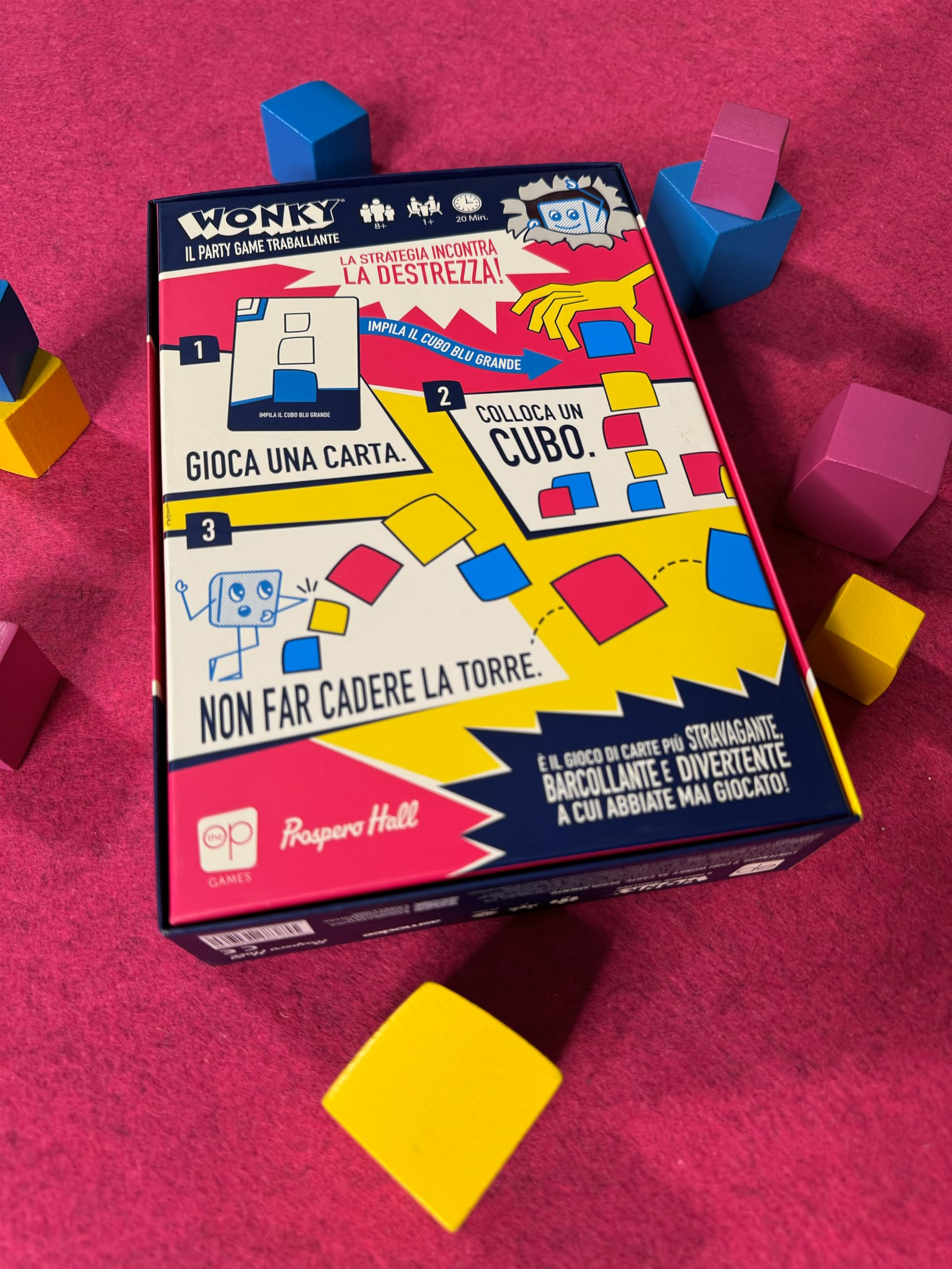 Asmodee Wonky party game di destrezza con cubi legno edizione italiana