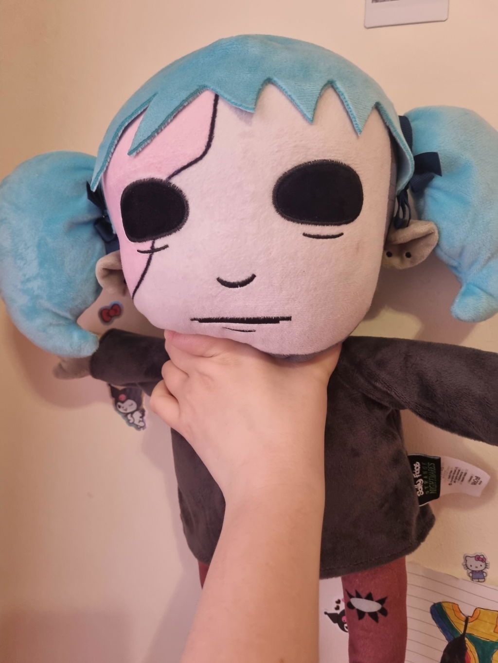 Sally Face Sal Peluche 25 cm Capelli Blu