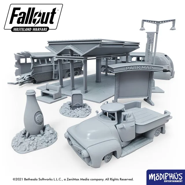Modiphius Fallout Wasteland Warfare Nuka World scenario STL