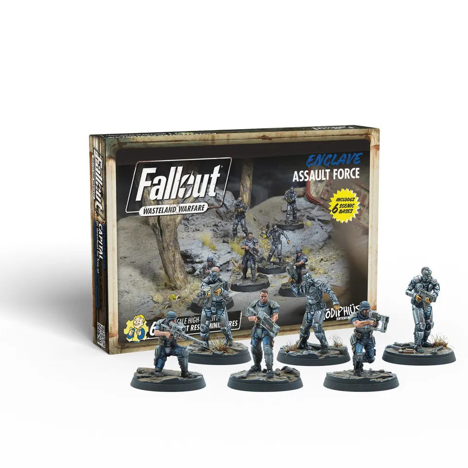 Modiphius Fallout: Wasteland Warfare Enclave Assault Force set miniature 6 pezzi