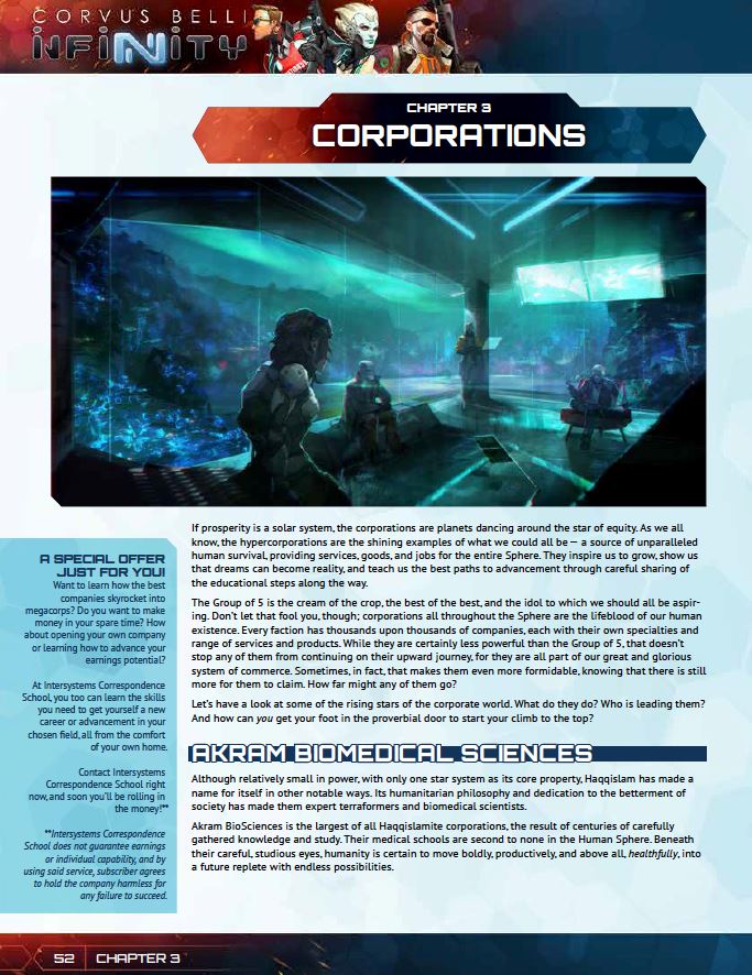 Modiphius Infinity Hypercorps Manuale GDR PDF Corporazioni