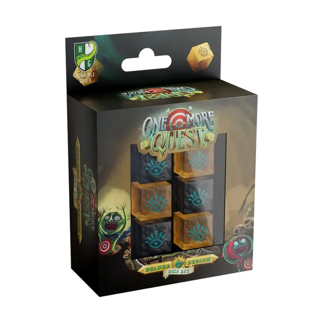 One More Quest Deluxe Eyecon set 6 dadi D6 marmo nero oro