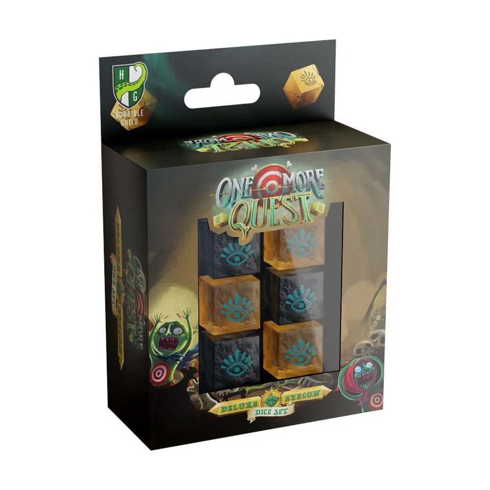 One More Quest Deluxe Eyecon set 6 dadi D6 marmo nero oro