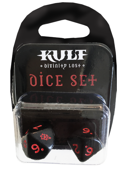 Modiphius KULT Dice set 2 dadi d10 nero rosso sangue