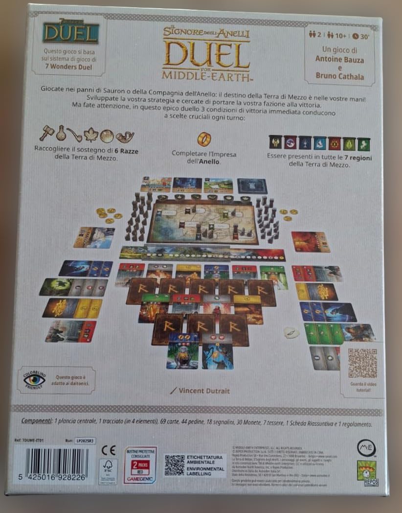 Asmodee Signore degli Anelli Duel for Middle-Earth gioco tavolo 2 giocatori