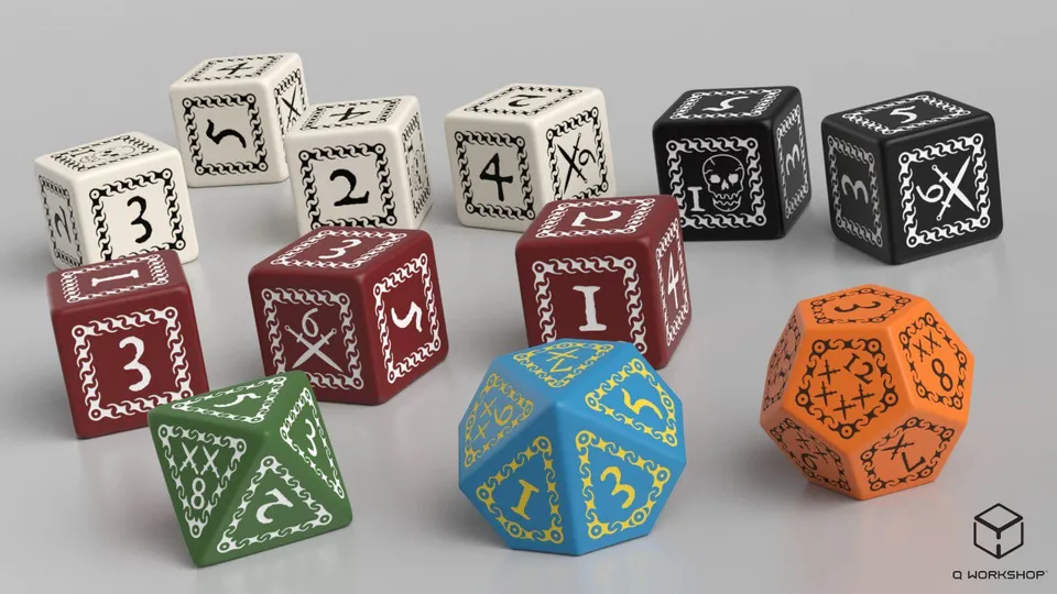 Modiphius Forbidden Lands Custom Dice Set 12 dadi incisi