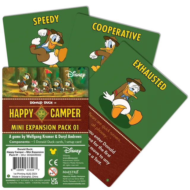 Maestro Media Happy Camper Donald Duck Carte Promo 5 Pezzi