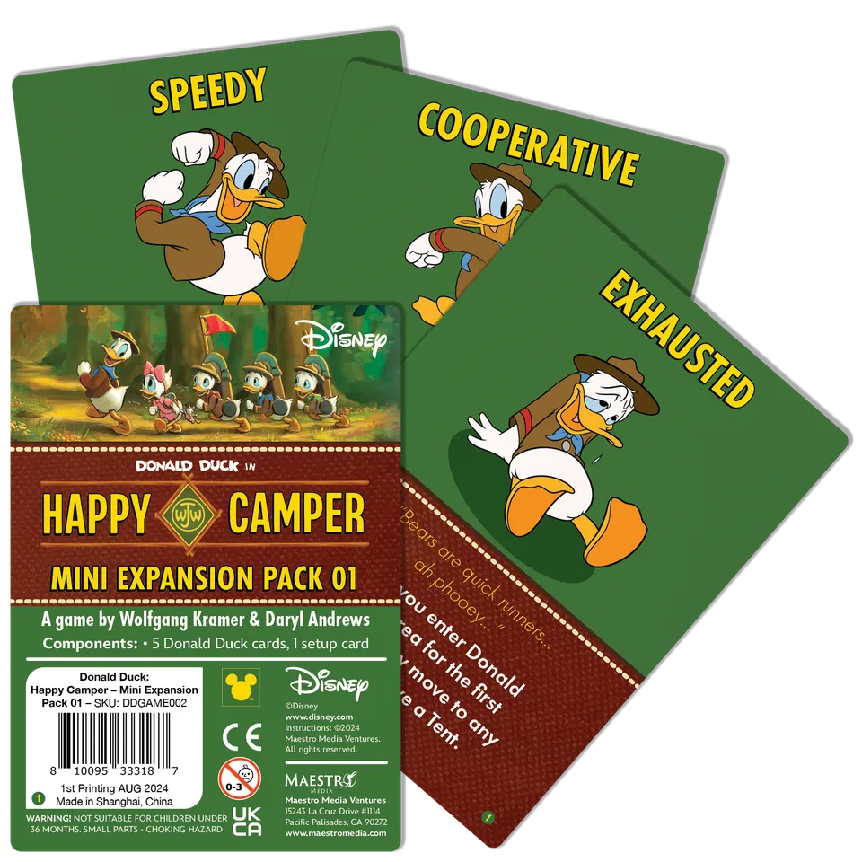 Maestro Media Happy Camper Donald Duck Carte Promo 5 Pezzi