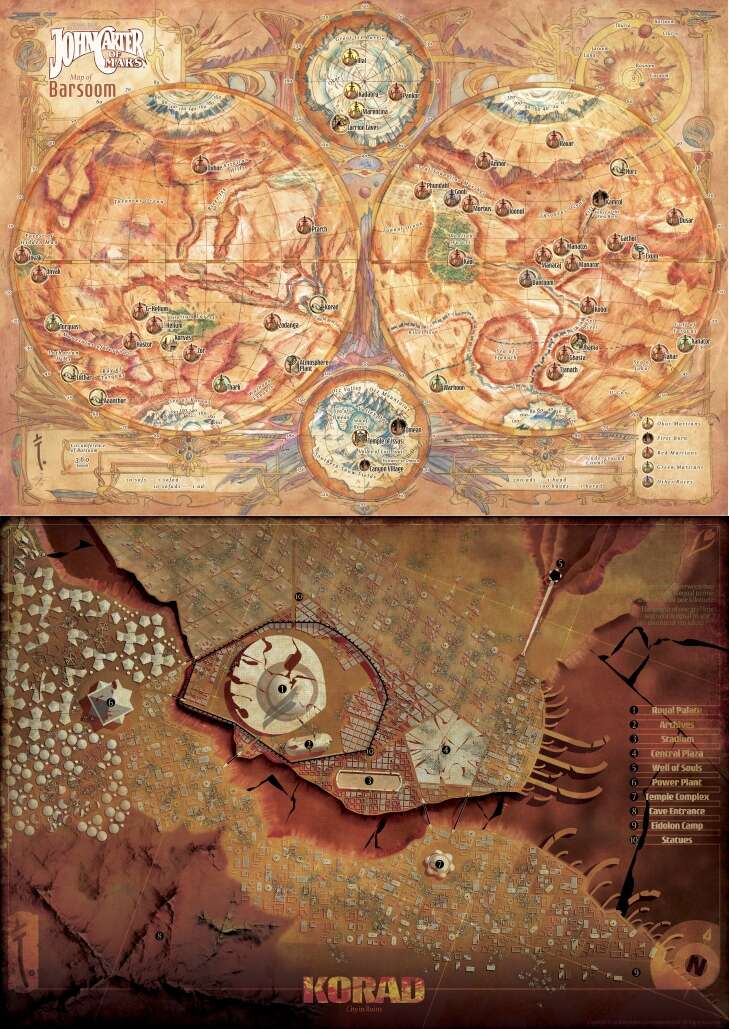 John Carter of Mars Legacy Map of Barsoom mappa A2