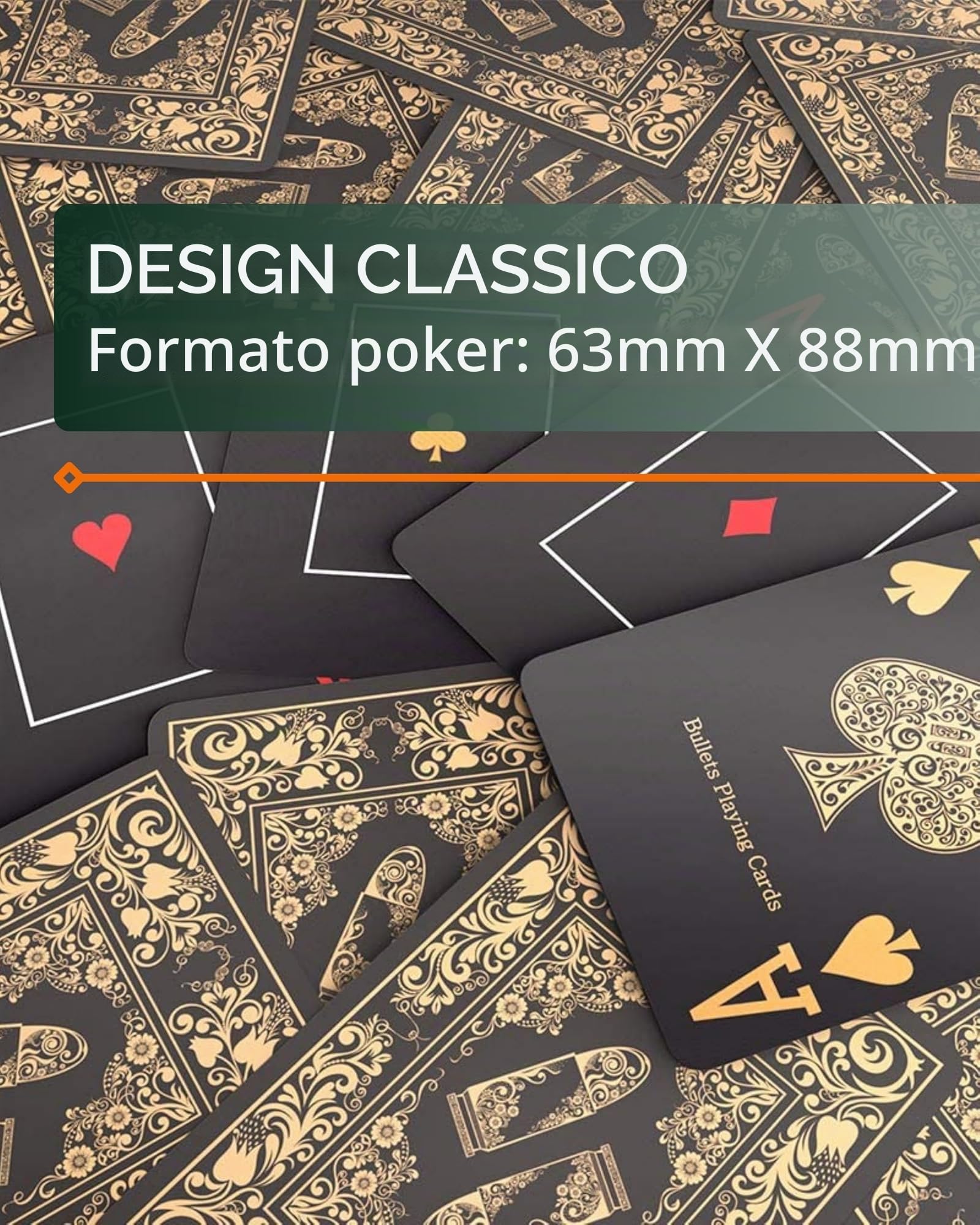 Bullets Playing Cards Black Edition carte poker plastica nera