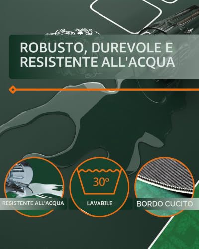 Bullets Tappeto Poker Verde 180x90 Tovaglia Deluxe