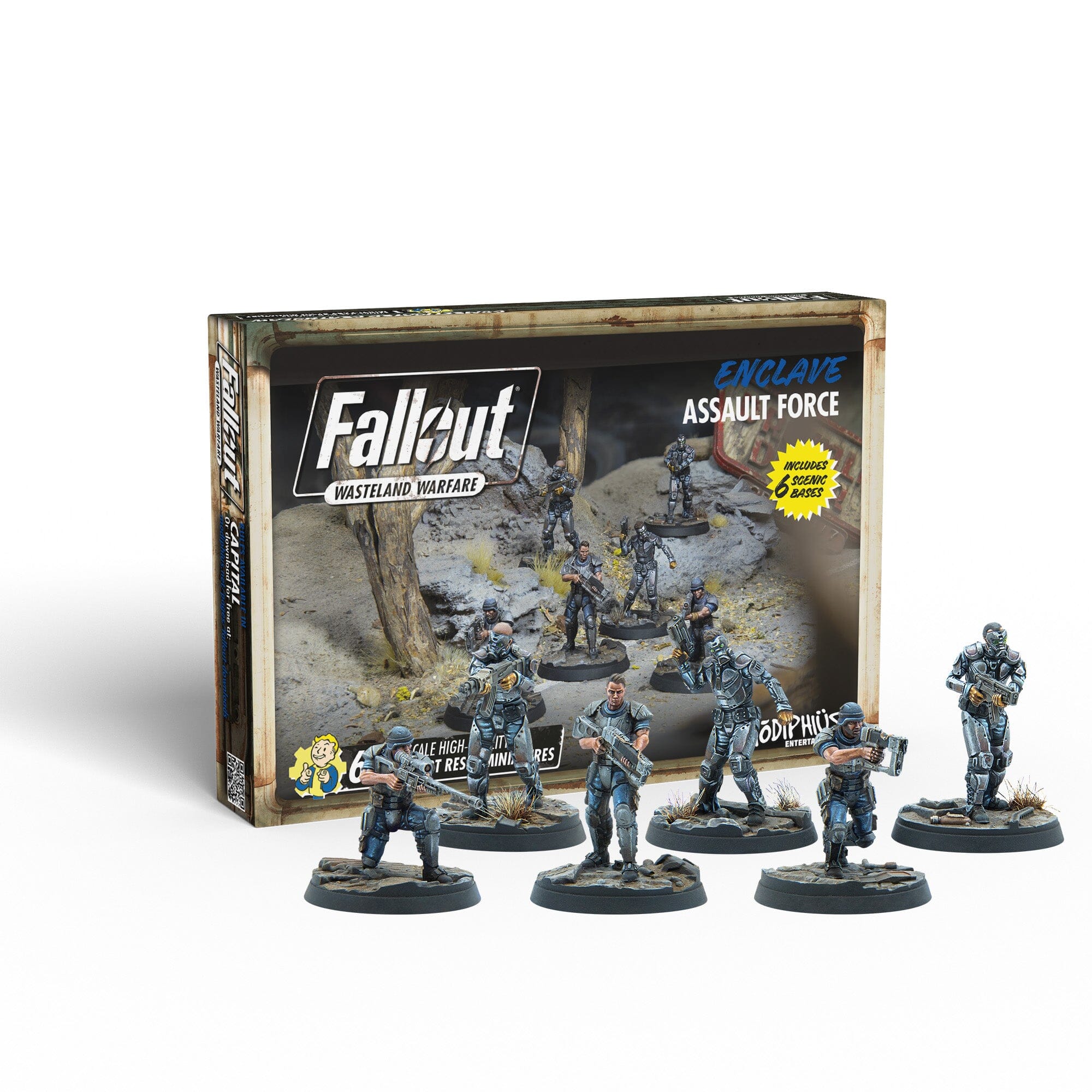 Modiphius Fallout: Wasteland Warfare Enclave Assault Force set miniature 6 pezzi