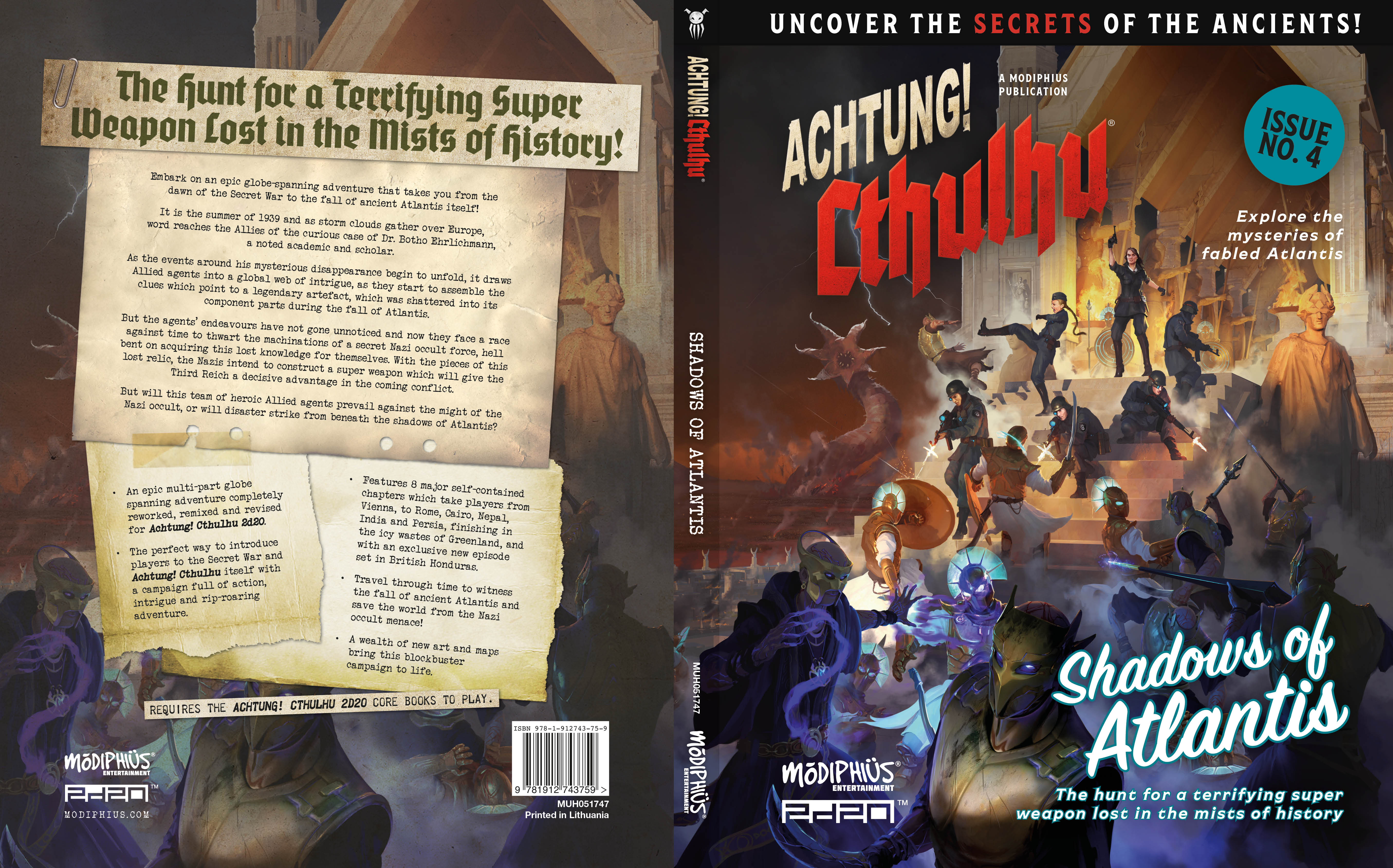 Modiphius Achtung! Cthulhu Shadows of Atlantis Manuale 2d20 230p