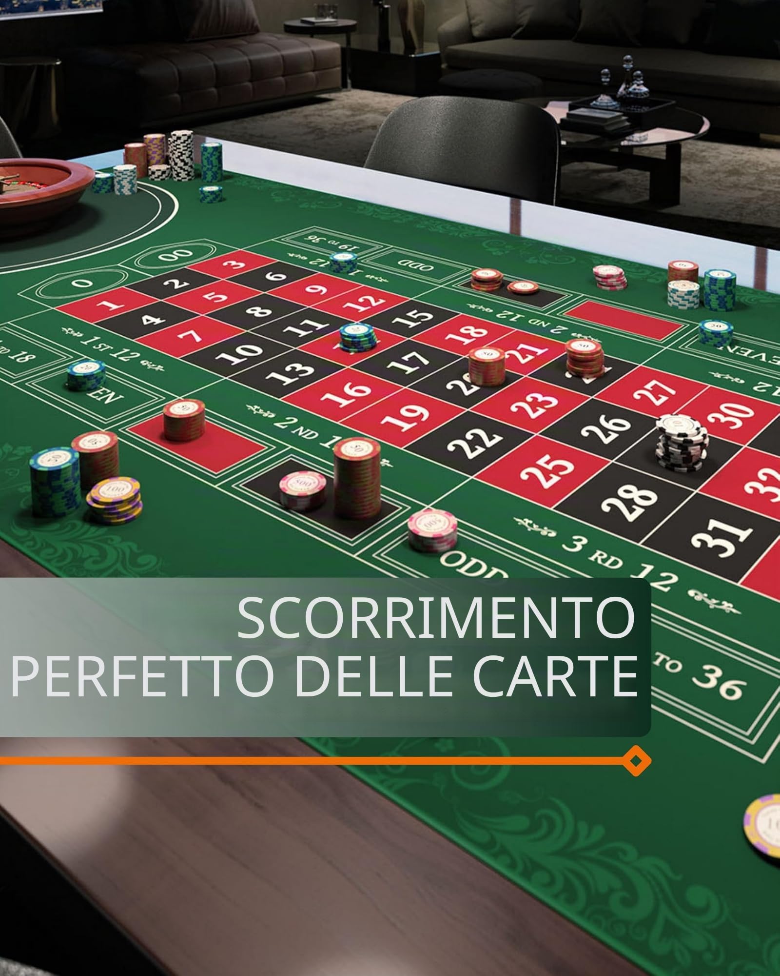 Cards Roulette Tappetino Roulette 180x90 cm con Borsa