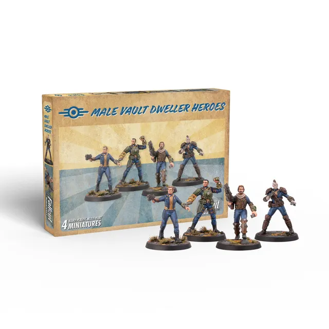 Fallout Miniatures Male Hero Vault Dwellers miniature plastica 4 pezzi