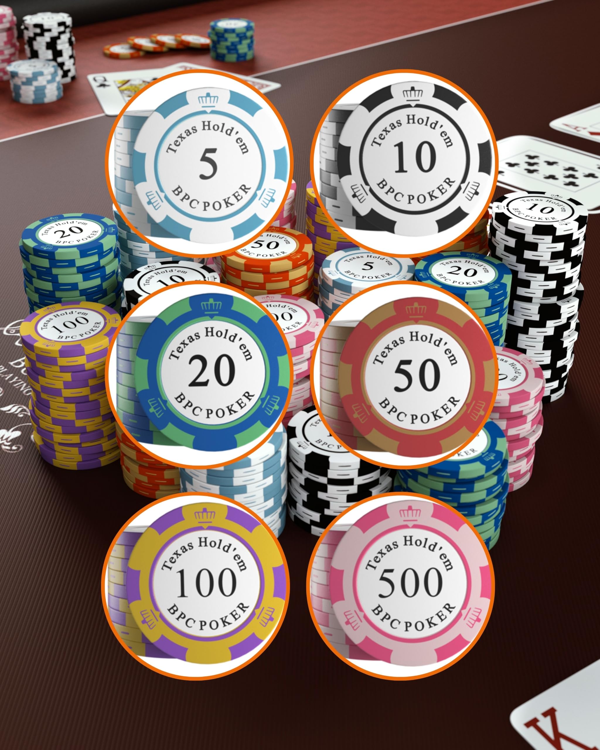 Cards&Co Fiches Poker argilla rosa 500 rotolo 25 pezzi 14 g